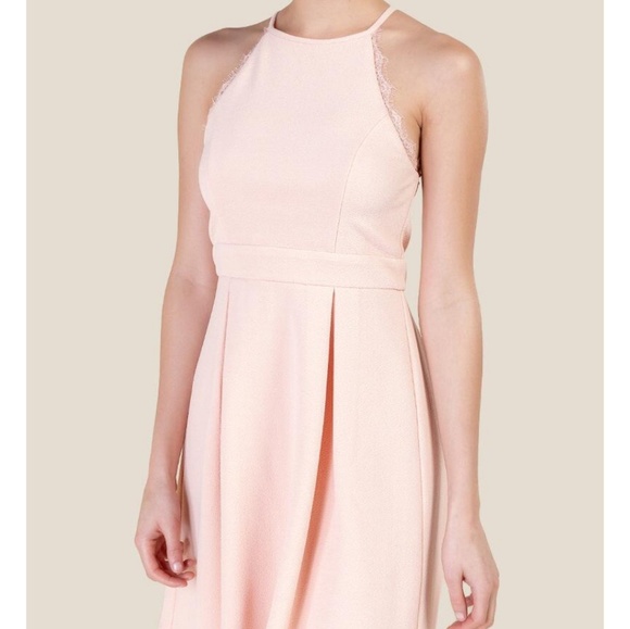 Francesca's Collections Dresses & Skirts - Short Blush Light Pink High Neck Lace Dress